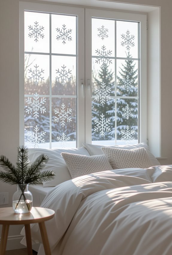 delicate snowflake window clings