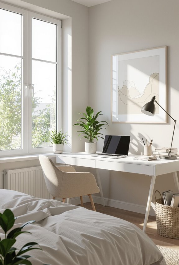 desk by window angled