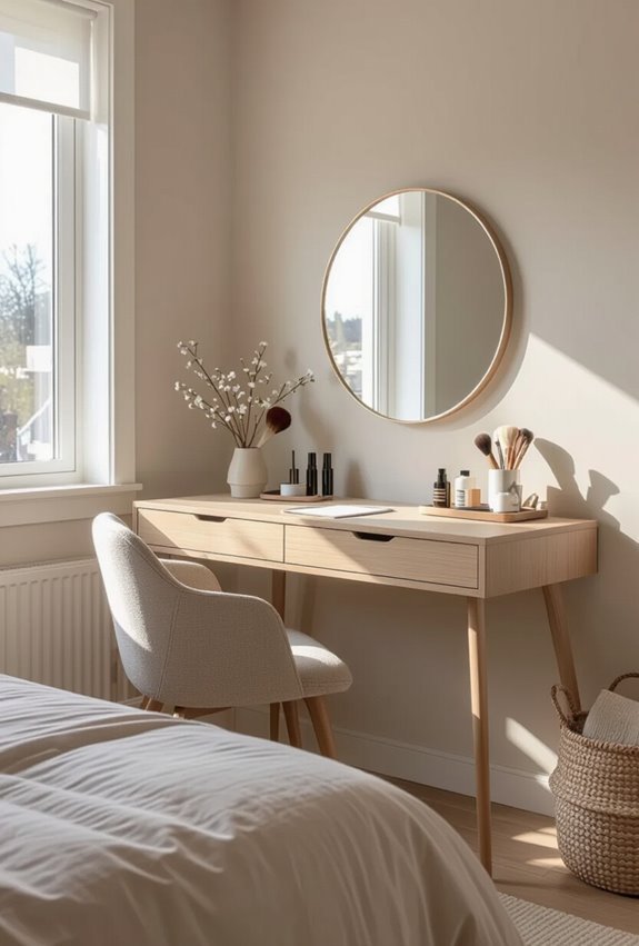 desk doubles as vanity