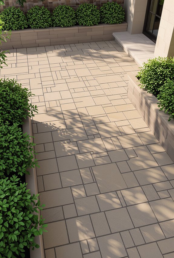 diagonal mixed scale flagstone layout