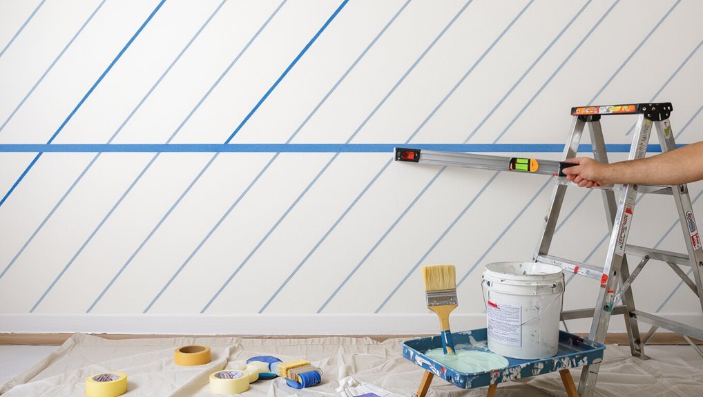 diagonal stripe wall tutorial