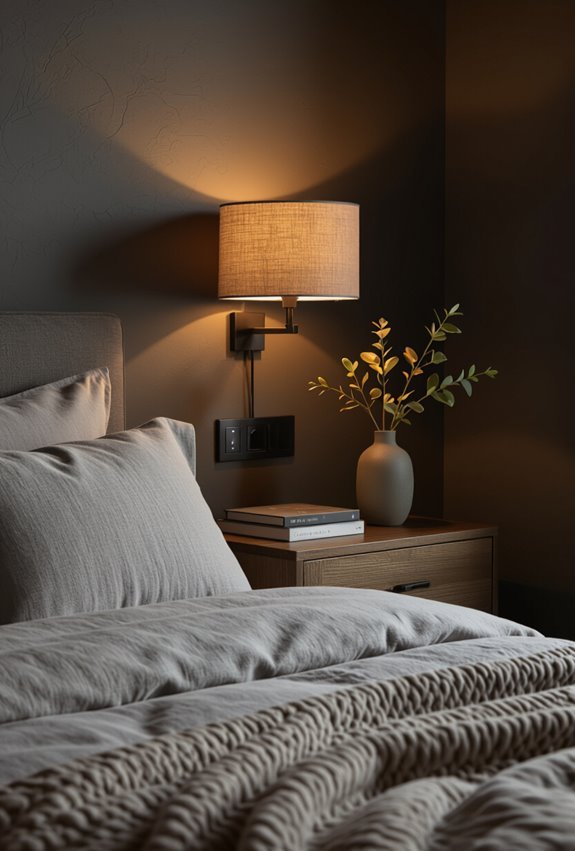dimmer controlled adjustable bedroom lighting