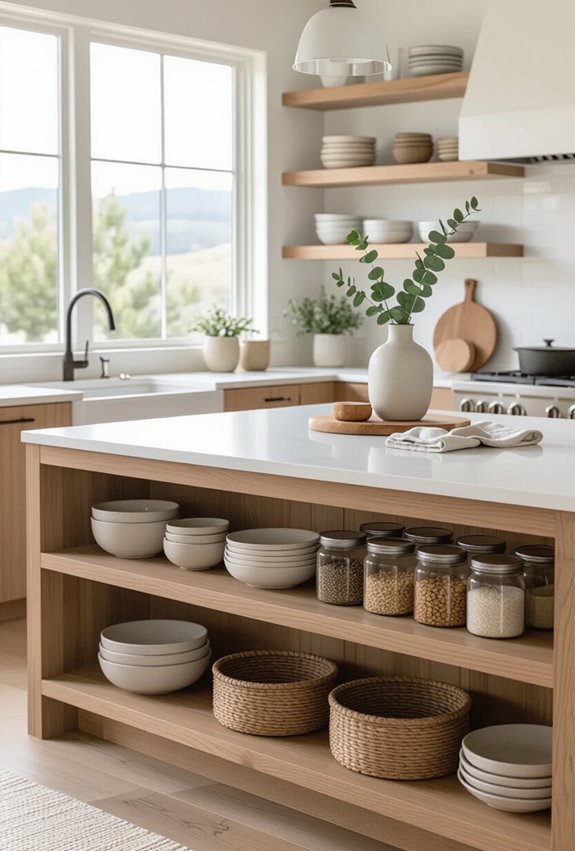 display friendly open shelf kitchen storage