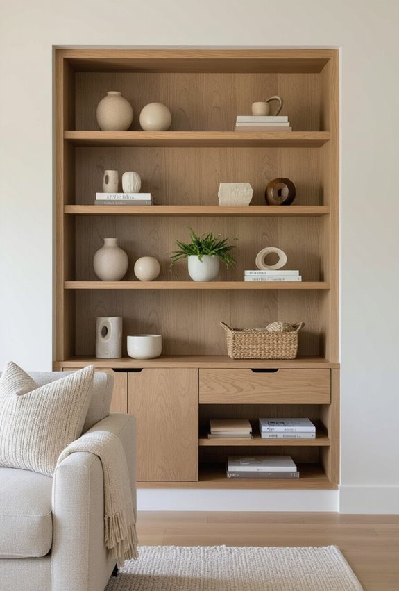 display shelves with hidden storage