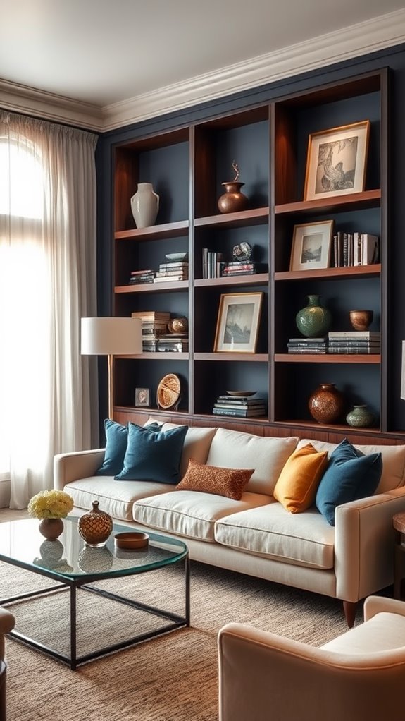 display with built in shelving