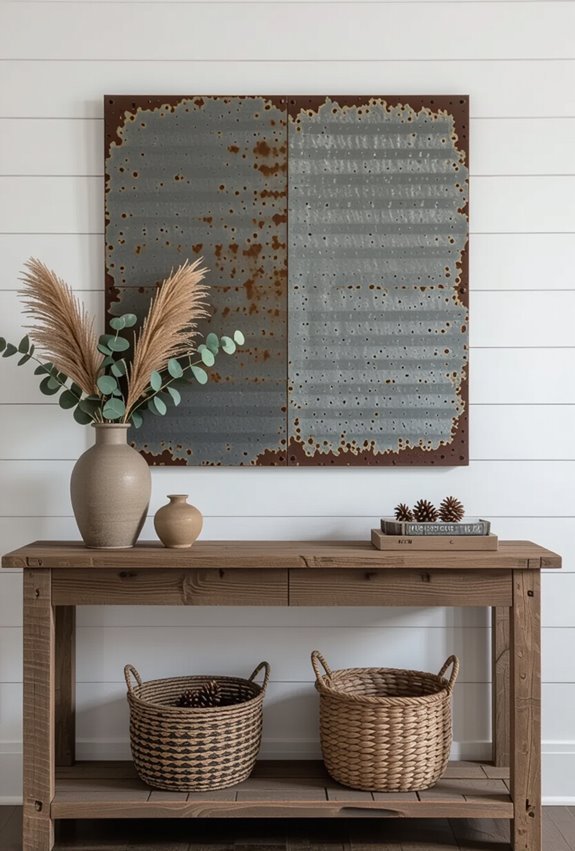 distressed embossed metal wallart