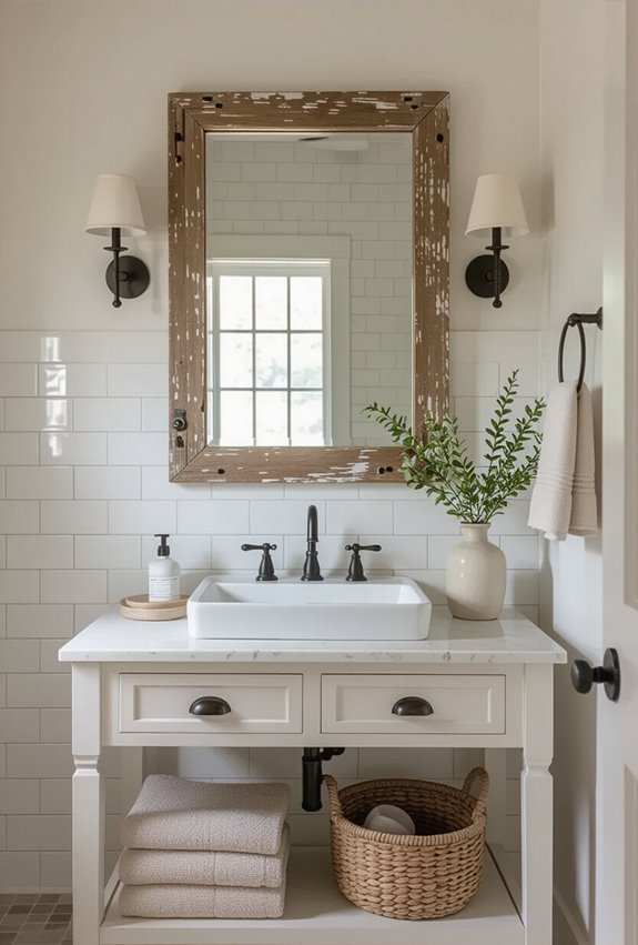 distressed farmhouse mirror styling