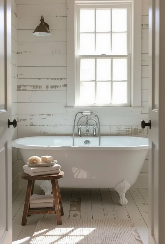distressed shiplap vintage bathroom