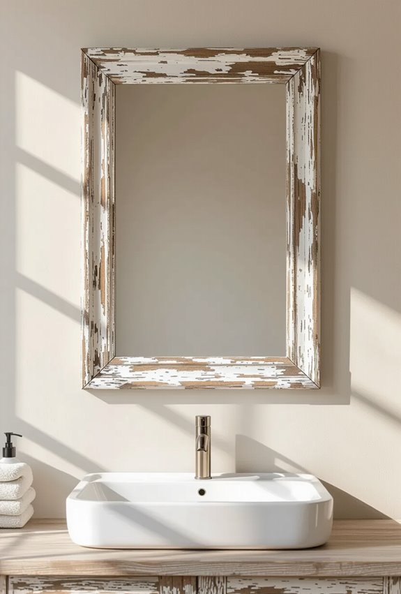 distressed vintage bathroom frame
