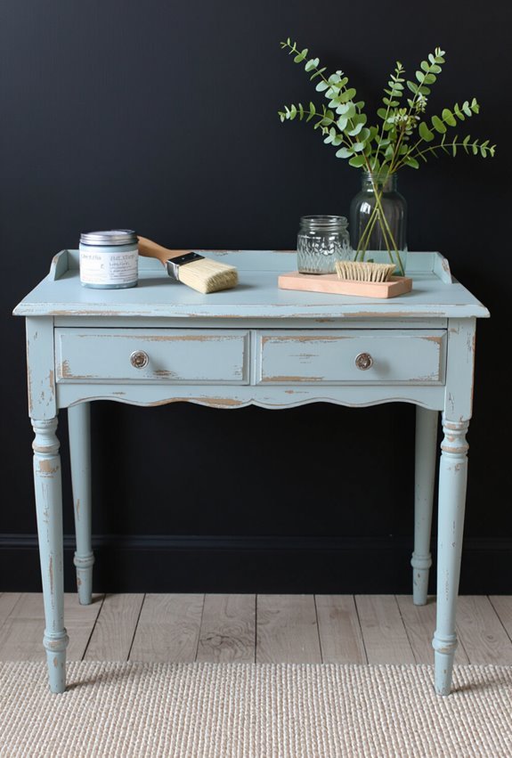 distressed vintage floral vanity