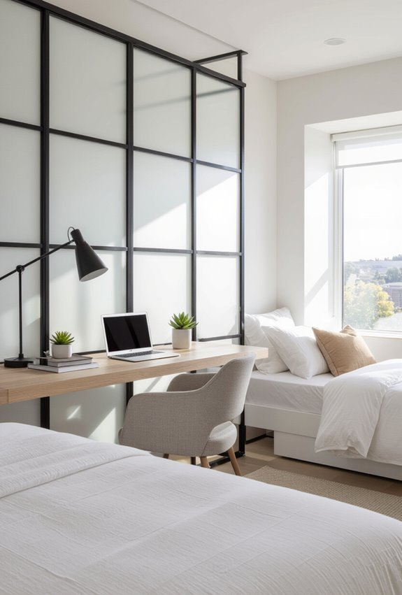 divide bed and workspace