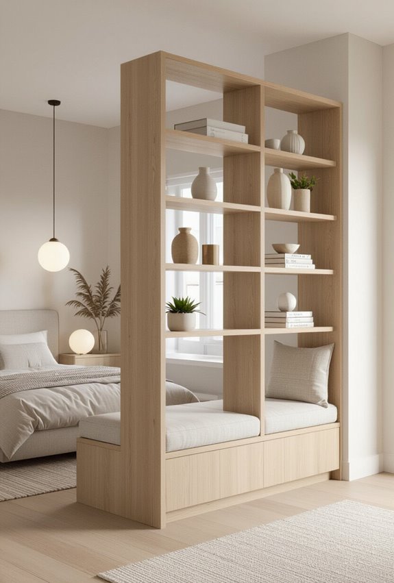 divider seated window nook