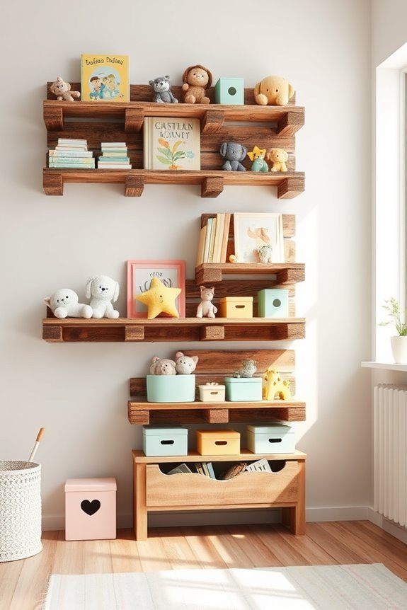 diy rustic pallet shelves