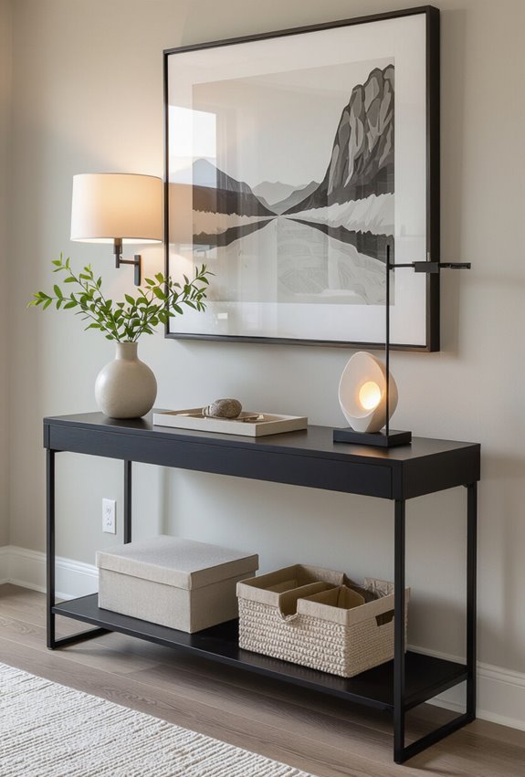 double tiered black console