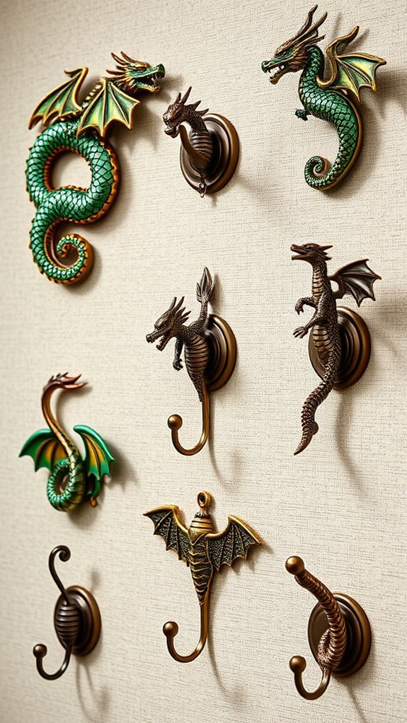dragon inspired functional wall hooks