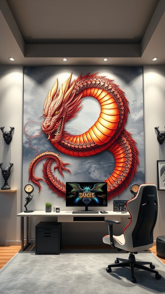 dragon themed gaming room decor