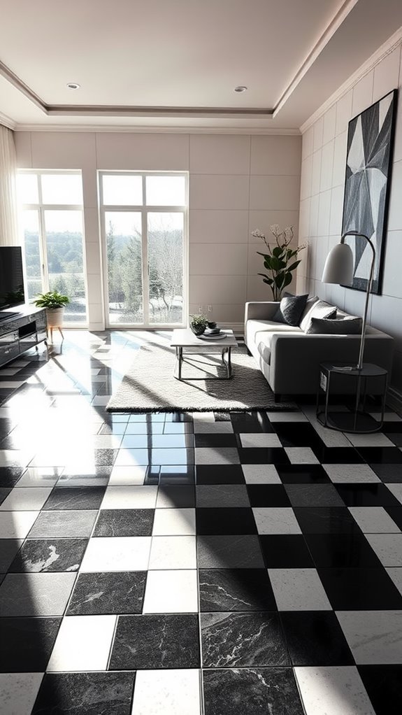 dramatic black and white tiles