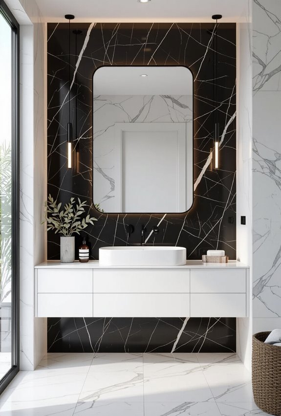 dramatic black marble backdrop