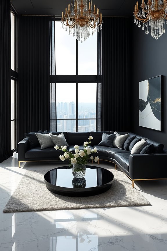 dramatic black window treatments