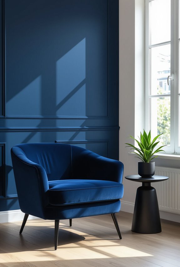 dramatic cozy midnight blue nook