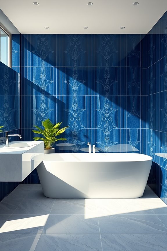 dramatic dark blue tiles