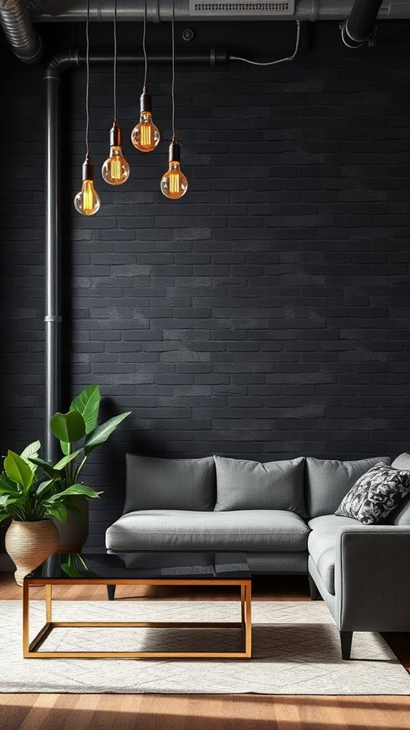 dramatic dark brick wallpaper