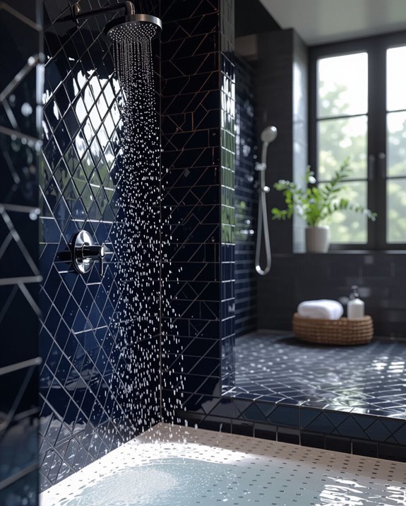 dramatic dark shower walls