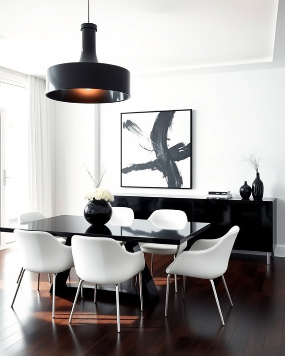 dramatic dining room lighting