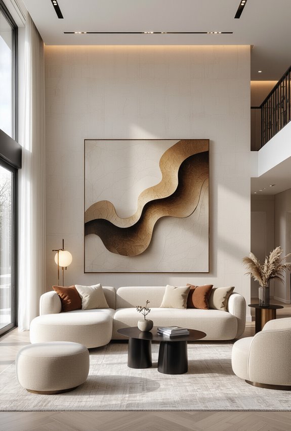 dramatic gallery lit patterned focalwall