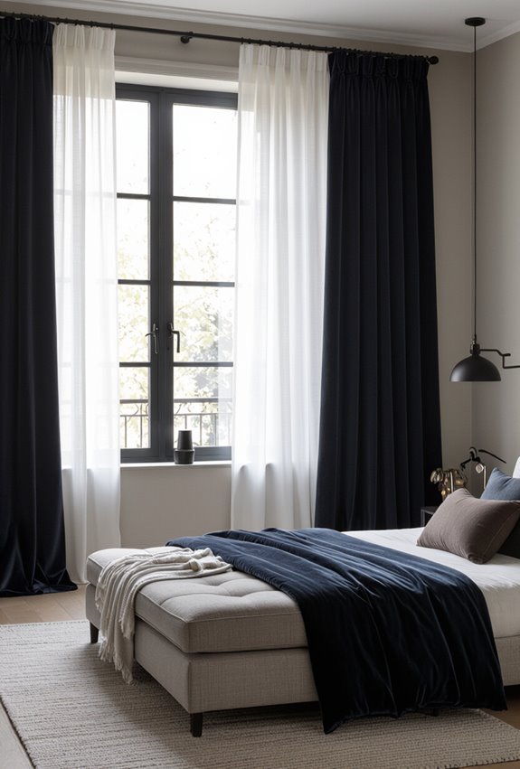 dramatic pleated floor length curtains