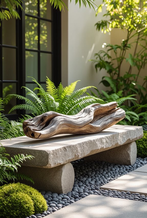 driftwood driven organic garden accents