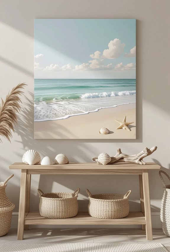 driftwood framed serene coastal canvases