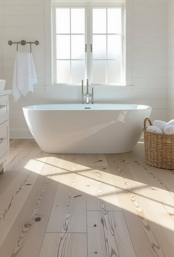 driftwood textured coastal bathroom flooring