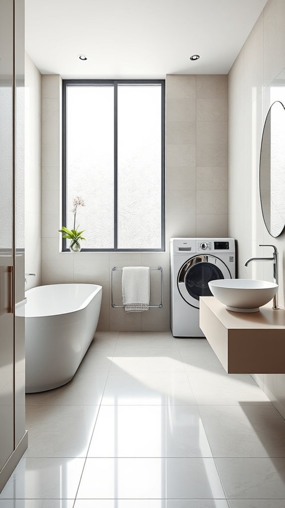 dual purpose bathing laundry space