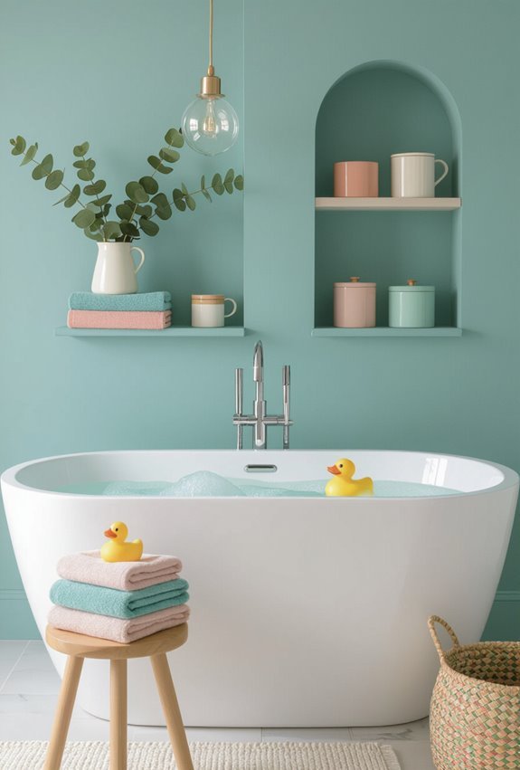 durable cheerful family bathroom palette