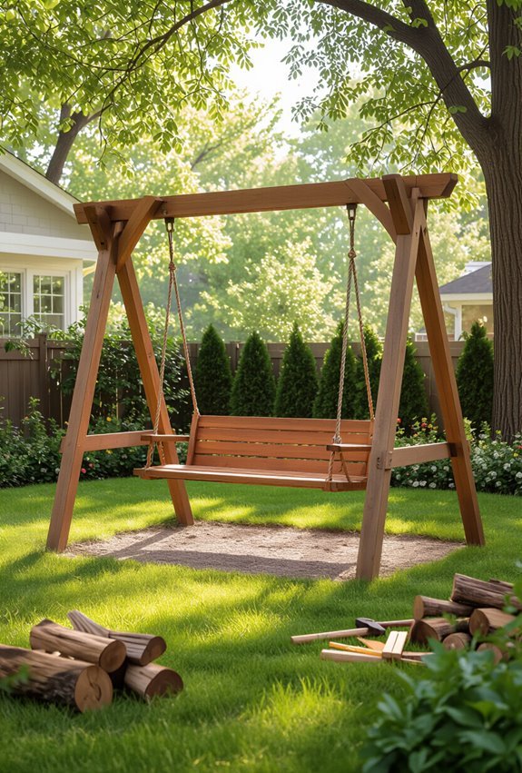 durable pressure treated wooden swing