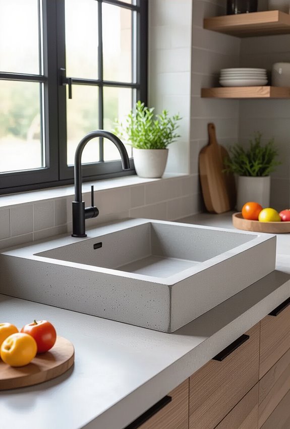 durable textured concrete sink