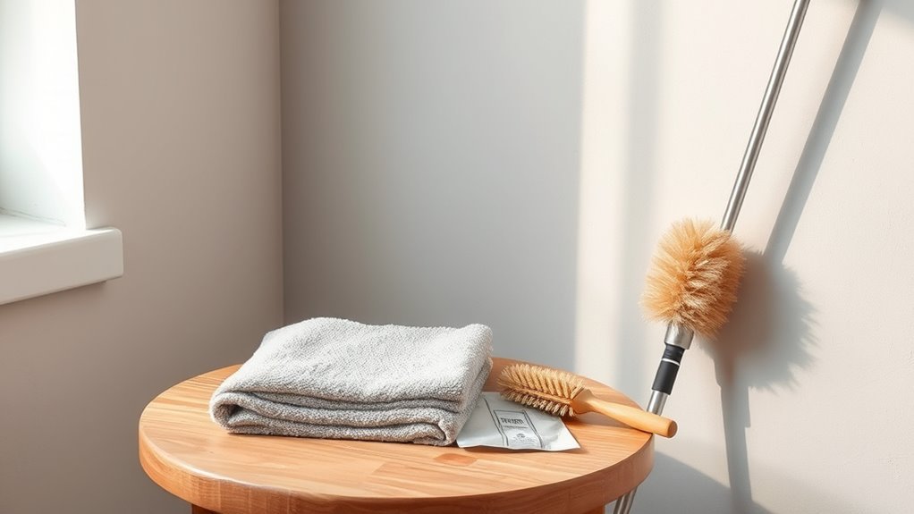 dusting with microfiber cloths