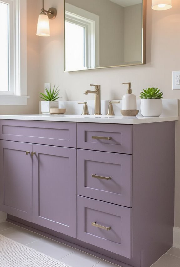 dusty lavender matte cabinets