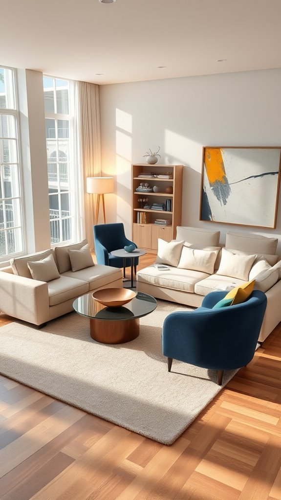 dynamic asymmetrical furniture arrangement