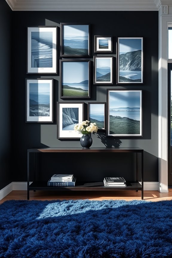 dynamic blue and black decor