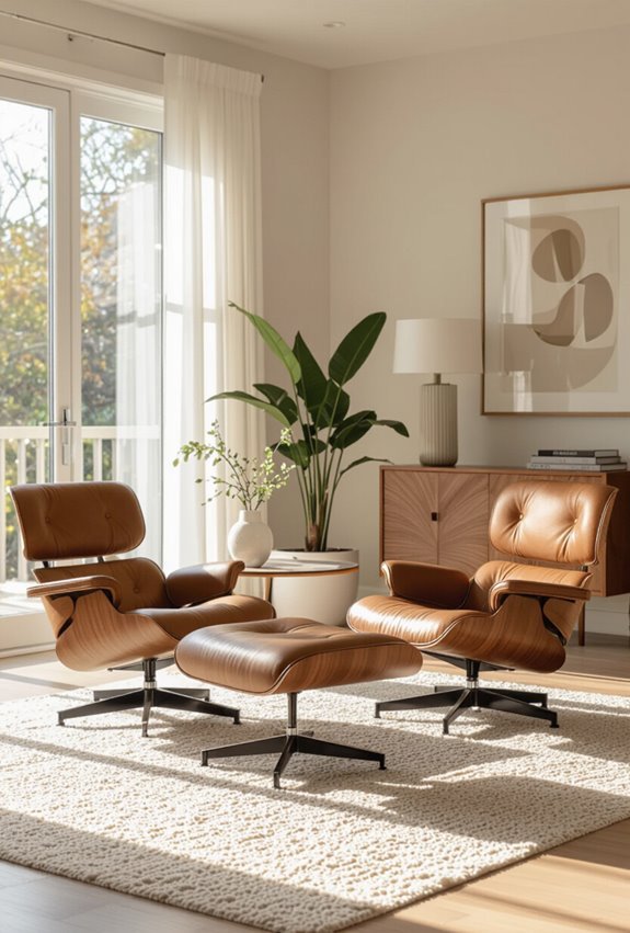 eames style symmetrical lounge arrangement