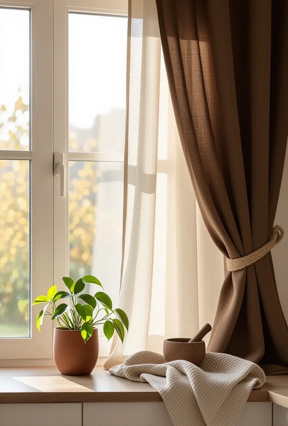 earth toned layered linen windowdressings
