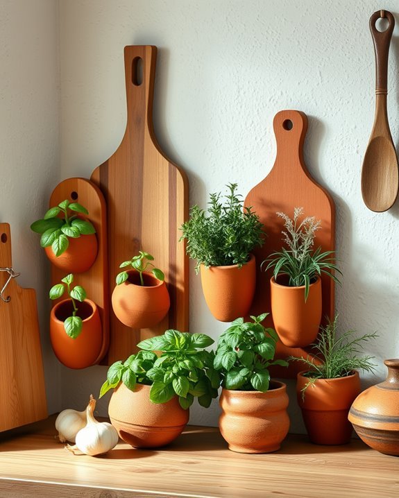 earthy clay wall planters