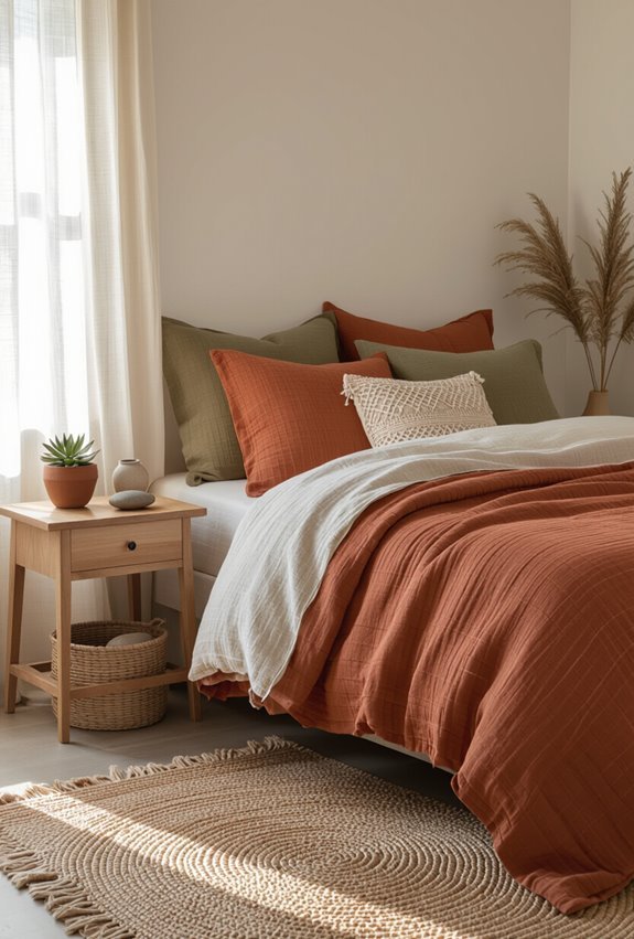 earthy terracotta and mossy greens