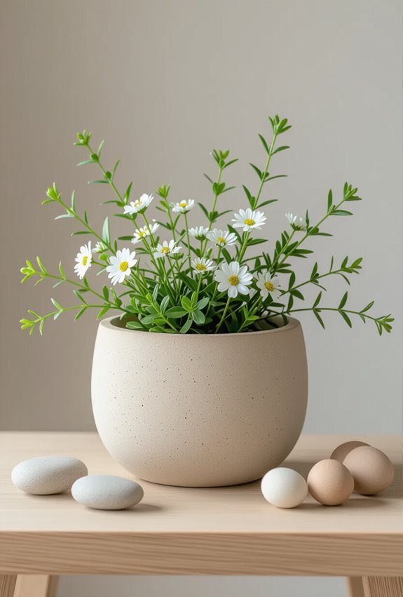 earthy terracotta planters with greenery