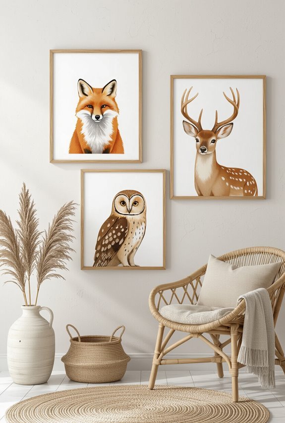 earthy toned framed animal silhouettes