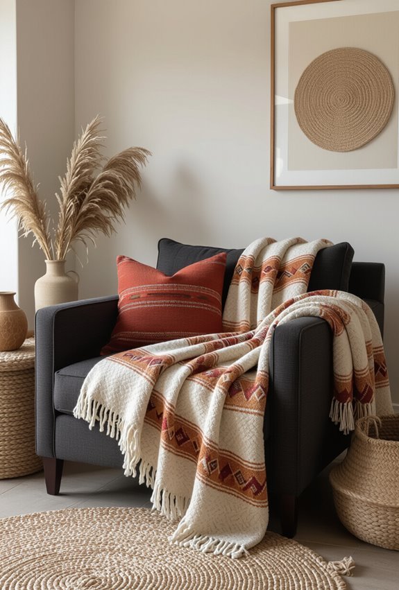 earthy woven throws with tassels