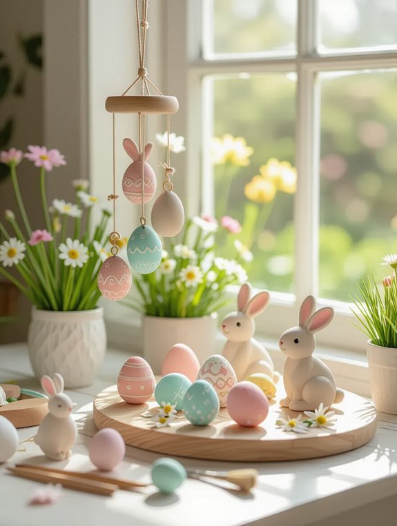 easter themed clay wind chimes