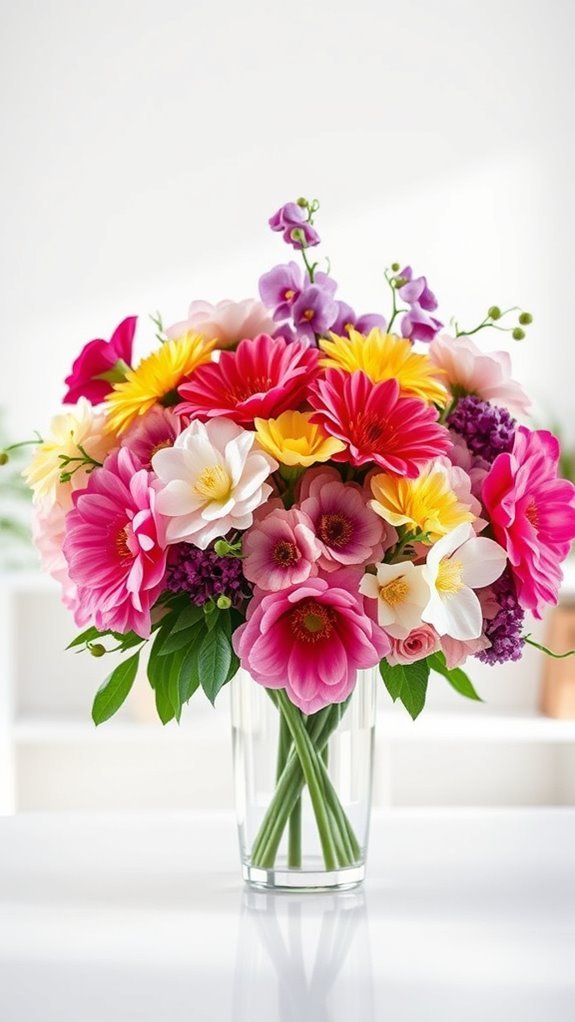 eclectic bold flower arrangements